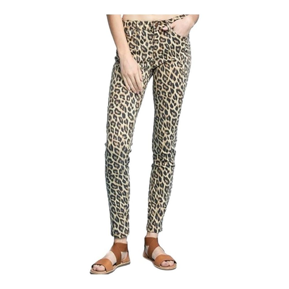 Womens Judy Blue Leopard Animal Print 5 Pocket Skinny Denim Jeans - Sz 18W